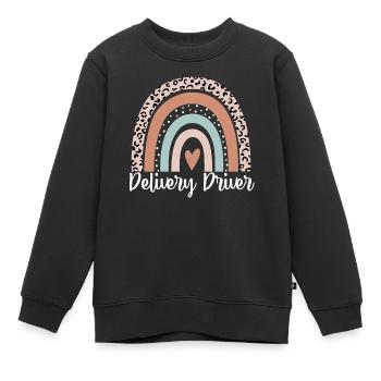 Lieferung Fahrer Regenbogen Leopard Lustige Lieferung - Kinder Premium Organic Sweatshirt - Schwarz - Vorne - AI Model Kid Female (0cm)