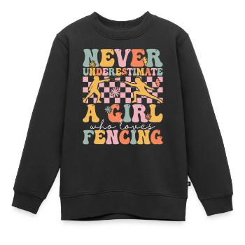 Fille de sabre coulissant - Sweat Premium enfant bio - noir - Devant - AI Model Kid Female (0cm)