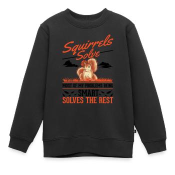 Écureuil cadeau écureuil gris - Sweat Premium enfant bio - noir - Devant - AI Model Kid Female (0cm)