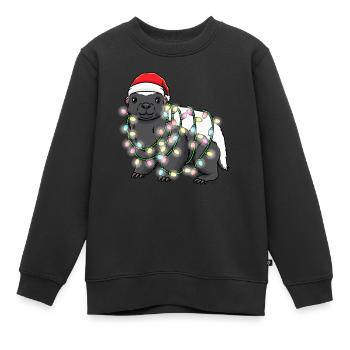 Honigdachs Mit Weihnachtsbeleuchtung - Kinder Premium Organic Sweatshirt - Schwarz - Vorne - AI Model Kid Female (0cm)
