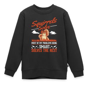 Écureuil cadeau écureuil gris - Sweat Premium enfant bio - noir - Devant - AI Model Kid Female (0cm)
