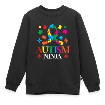Autisme Ninja Syndrome d’Asperger Spectre - Sweat Premium enfant bio - noir - Devant - AI Model Kid Female (0cm)