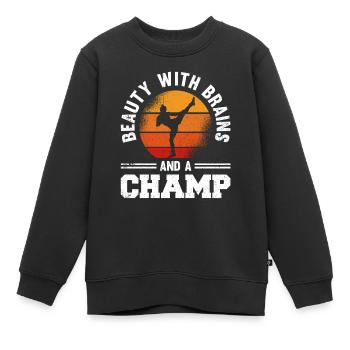 Kickboxen Kickboxer Kickboxing - Kinder Premium Organic Sweatshirt - Schwarz - Vorne - AI Model Kid Female (0cm)