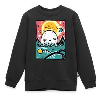 Niedliches Wesen versteckt sich in der Natur - Kinder Premium Organic Sweatshirt - Schwarz - Vorne - AI Model Kid Female (0cm)