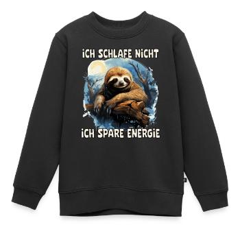 Je ne dors pas, j’économise de l’énergie, paresseux - Sweat Premium enfant bio - noir - Devant - AI Model Kid Female (0cm)