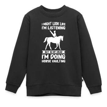 Voltige, Equitation, Dressage - Sweat Premium enfant bio - noir - Devant - AI Model Kid Female (0cm)