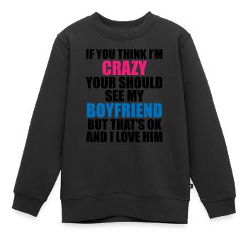 Verrückter Freund - Humorvolles Motiv - Kinder Premium Organic Sweatshirt - Schwarz - Vorne - AI Model Kid Female (0cm)