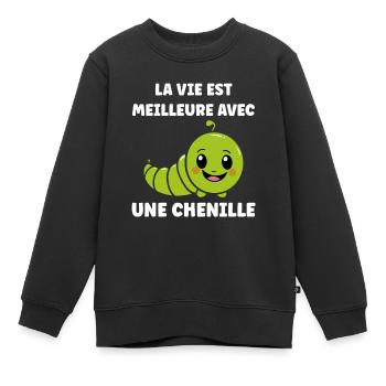 Chenilles insecte Amour petite chenille - Sweat Premium enfant bio - noir - Devant - AI Model Kid Female (0cm)