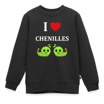 Chenilles insecte Amour petite chenille - Sweat Premium enfant bio - noir - Devant - AI Model Kid Female (0cm)