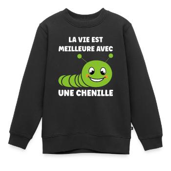 Chenilles insecte Amour petite chenille - Sweat Premium enfant bio - noir - Devant - AI Model Kid Female (0cm)