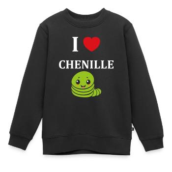 Chenilles insecte Amour petite chenille - Sweat Premium enfant bio - noir - Devant - AI Model Kid Female (0cm)