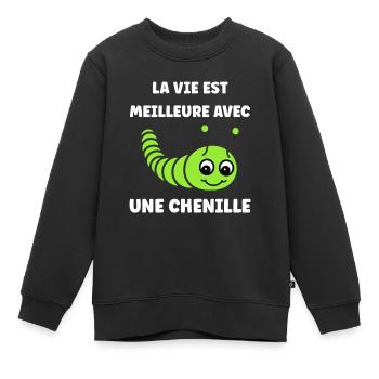 Chenilles insecte Amour petite chenille - Sweat Premium enfant bio - noir - Devant - AI Model Kid Female (0cm)