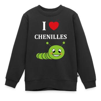 Chenilles insecte Amour petite chenille - Sweat Premium enfant bio - noir - Devant - AI Model Kid Female (0cm)