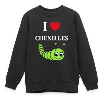 Chenilles insecte Amour petite chenille - Sweat Premium enfant bio - noir - Devant - AI Model Kid Female (0cm)
