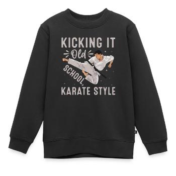 Kick it Old School Karate Style - Kinder Premium Organic Sweatshirt - Schwarz - Vorne - AI Model Kid Female (0cm)