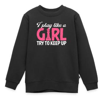 Ich spiele wie ein Mädchen, das versucht, mit dem - Kinder Premium Organic Sweatshirt - Schwarz - Vorne - AI Model Kid Female (0cm)