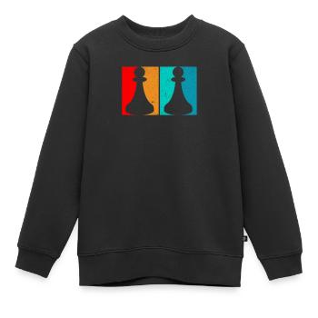 Schach Schachfiguren Bauer Spieler Retro Vintage - Kinder Premium Organic Sweatshirt - Schwarz - Vorne - AI Model Kid Female (0cm)