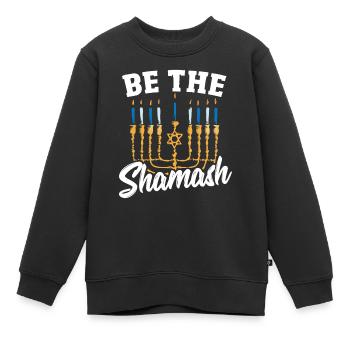 Fête des Lumières Huit Nuits et Jours Menorah - Sweat Premium enfant bio - noir - Devant - AI Model Kid Female (0cm)