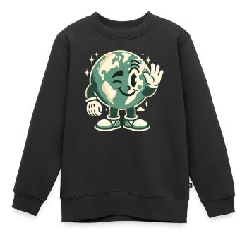 Earth Maskottchen 50er Jahre Retro-Stil - Kinder Premium Organic Sweatshirt - Schwarz - Vorne - AI Model Kid Female (0cm)