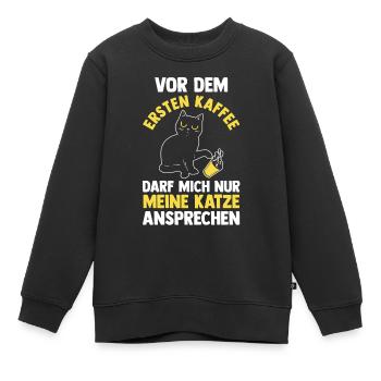 Katze Miezekatze Katzenliebhaber Kaffee Katzen - Kinder Premium Organic Sweatshirt - Schwarz - Vorne - AI Model Kid Female (0cm)