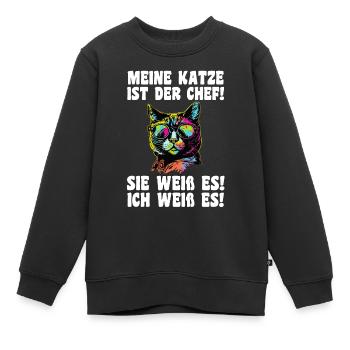 Katze Miezekatze Katzenliebhaber Katzenbesitzer Ka - Kinder Premium Organic Sweatshirt - Schwarz - Vorne - AI Model Kid Female (0cm)