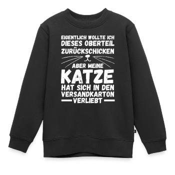 Katze Miezekatze Katzenliebhaber Katzenbesitzer Ka - Kinder Premium Organic Sweatshirt - Schwarz - Vorne - AI Model Kid Female (0cm)