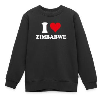 Ich liebe Simbabwe Herz Simbabwe Geschenk - Kinder Premium Organic Sweatshirt - Schwarz - Vorne - AI Model Kid Female (0cm)
