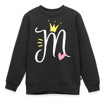 Buchstabe M Anfangsbuchstabe Krone - Kinder Premium Organic Sweatshirt - Schwarz - Vorne - AI Model Kid Female (0cm)
