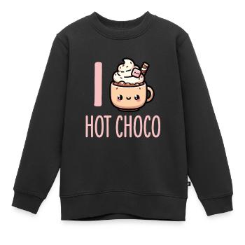 Chaleureux et confortable amateur de chocolat chaud Design graphique - Sweat Premium enfant bio - noir - Devant - AI Model Kid Female (0cm)