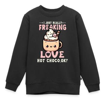Chaud Kawaii Hot Chocolate Lover Delight parfait - Sweat Premium enfant bio - noir - Devant - AI Model Kid Female (0cm)
