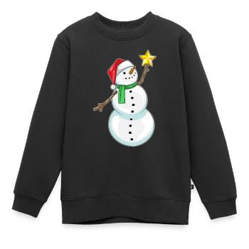 Schneemann Weihnachten Weihnachtsstern - Kinder Premium Organic Sweatshirt - Schwarz - Vorne - AI Model Kid Female (0cm)