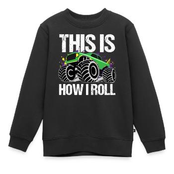 Rollender Monstertruck Abenteuer Drang - Kinder Premium Organic Sweatshirt - Schwarz - Vorne - AI Model Kid Female (0cm)