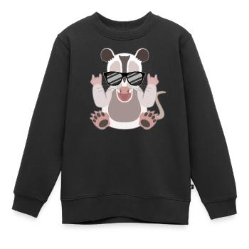 Rockendes Opossum Lebensfreude Pur - Kinder Premium Organic Sweatshirt - Schwarz - Vorne - AI Model Kid Female (0cm)