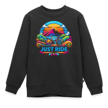 Just Ride Fahrrad - Just Ride - Kinder Premium Organic Sweatshirt - Schwarz - Vorne - AI Model Kid Female (0cm)