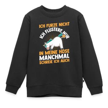 Ich Furze Nicht Einhorn - Kinder Premium Organic Sweatshirt - Schwarz - Vorne - AI Model Kid Female (0cm)