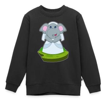 Éléphant voile de mariée mariage - Sweat Premium enfant bio - noir - Devant - AI Model Kid Female (0cm)