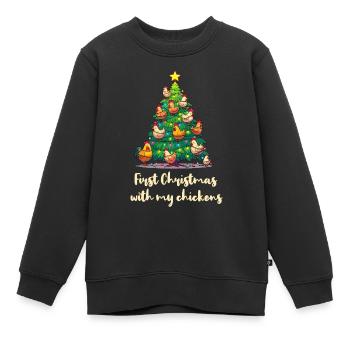 Weihnachten mit Hühnern Hühnerbesitzer Hühnerstall - Kinder Premium Organic Sweatshirt - Schwarz - Vorne - AI Model Kid Female (0cm)
