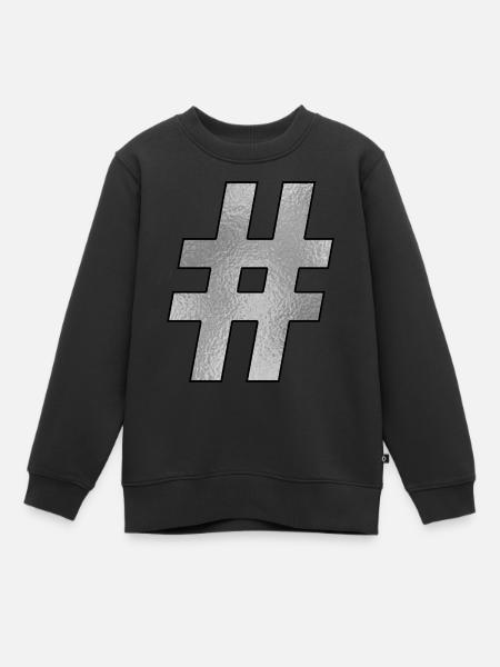 Hashtag Argent - Sweat Premium enfant bio - noir