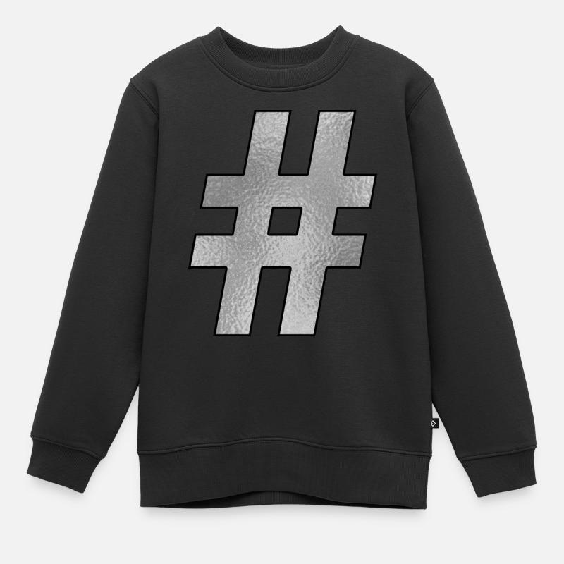 Hashtag Argent - Sweat Premium enfant bio - noir