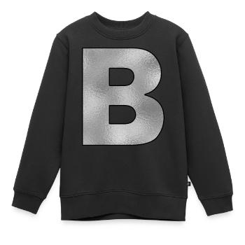 Lettre B Argent - Sweat Premium enfant bio - noir - Devant - AI Model Kid Female (0cm)
