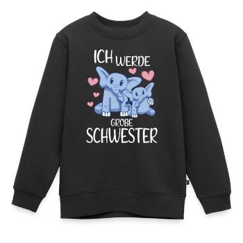 Ich werde große Schwester Elefanten Girls - Kinder Premium Organic Sweatshirt - Schwarz - Vorne - AI Model Kid Female (0cm)