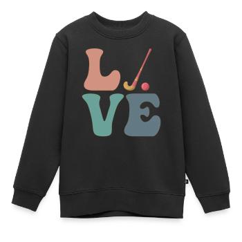 Feldhockey Streethockeyspieler - Kinder Premium Organic Sweatshirt - Schwarz - Vorne - AI Model Kid Female (0cm)