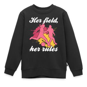 Soccer féminin, Football féminin, Football féminin - Sweat Premium enfant bio - noir - Devant - AI Model Kid Female (0cm)