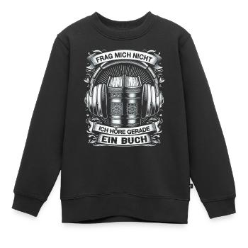 Livre audio - Sweat Premium enfant bio - noir - Devant - AI Model Kid Female (0cm)