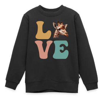 Giraffe Zoo Tierliebhaber Safari - Kinder Premium Organic Sweatshirt - Schwarz - Vorne - AI Model Kid Female (0cm)