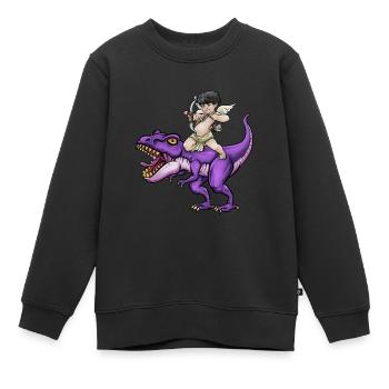 Cupid Armor T Rex Heart Valentinstag Cupid Rex - Kinder Premium Organic Sweatshirt - Schwarz - Vorne - AI Model Kid Female (0cm)