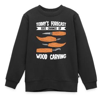Sculpture sur bois brillant sur bois - Sweat Premium enfant bio - noir - Devant - AI Model Kid Female (0cm)