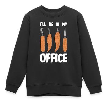 Sculpture sur bois brillant sur bois - Sweat Premium enfant bio - noir - Devant - AI Model Kid Female (0cm)