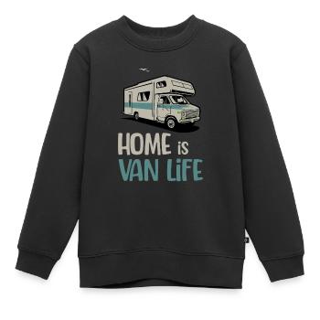 La maison est Vanlife Travelling RV - Sweat Premium enfant bio - noir - Devant - AI Model Kid Female (0cm)
