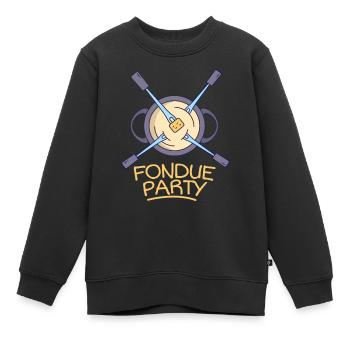 Fondue Party Fondue au fromage Dîner de Noël - Sweat Premium enfant bio - noir - Devant - AI Model Kid Female (0cm)